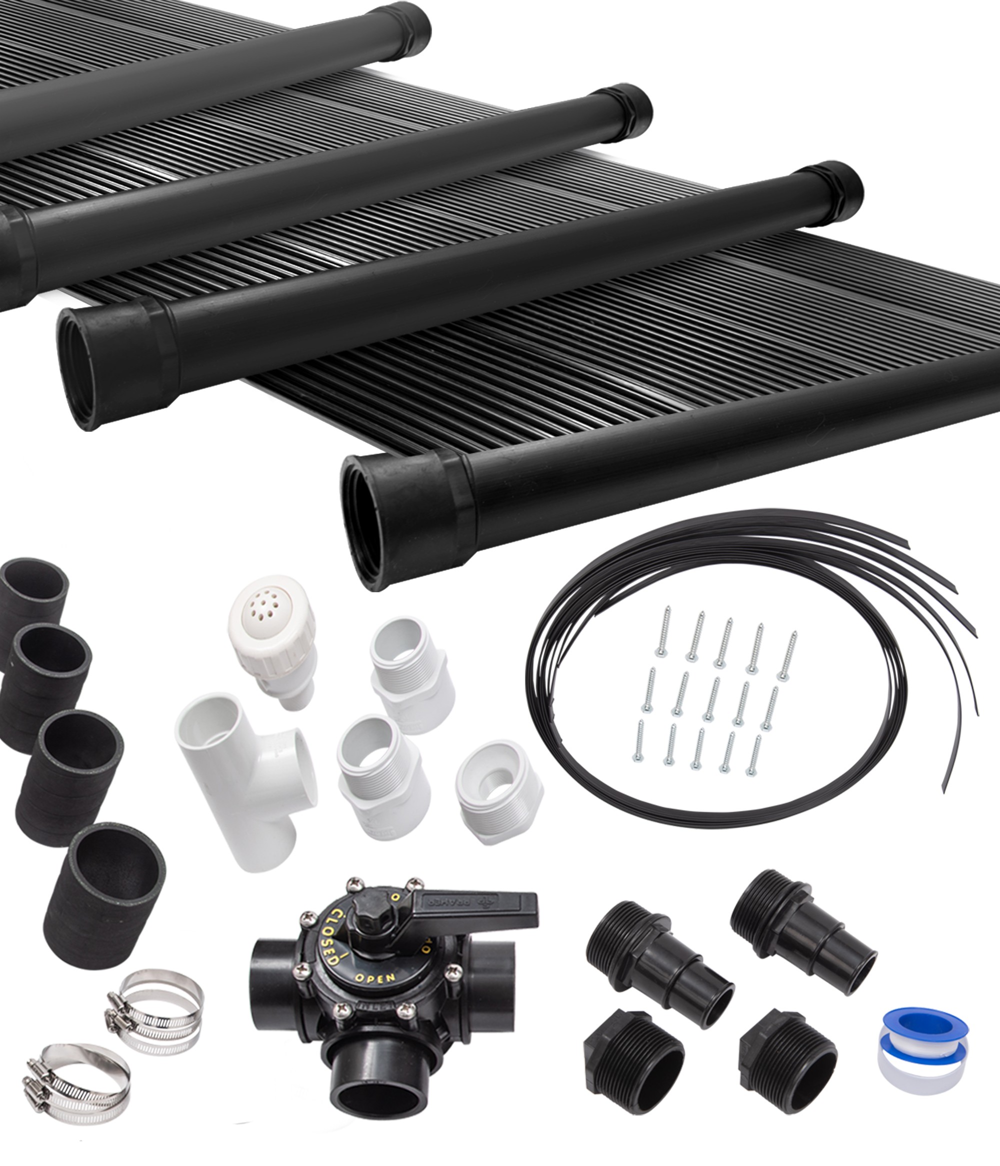 4-2X12' SunQuest Solar Swimming Pool Heater Complete System with Roof Kits