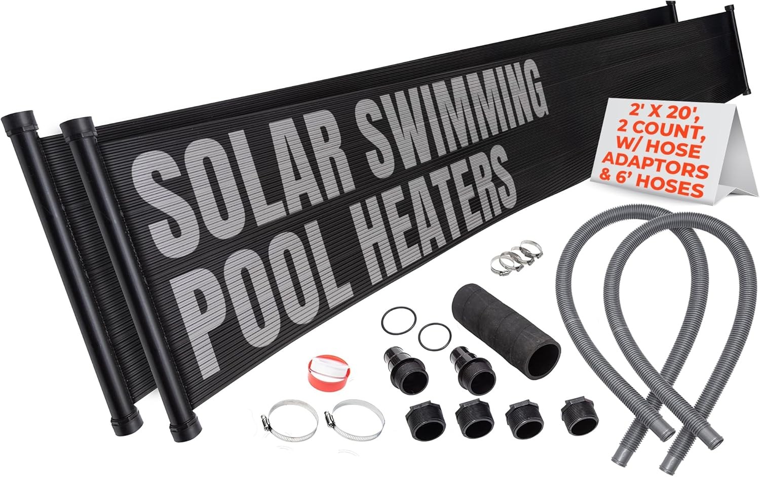 2-2'X20' SunQuest Solar Swimming Pool Heater with Ftgs & 2 x 6FT Hoses