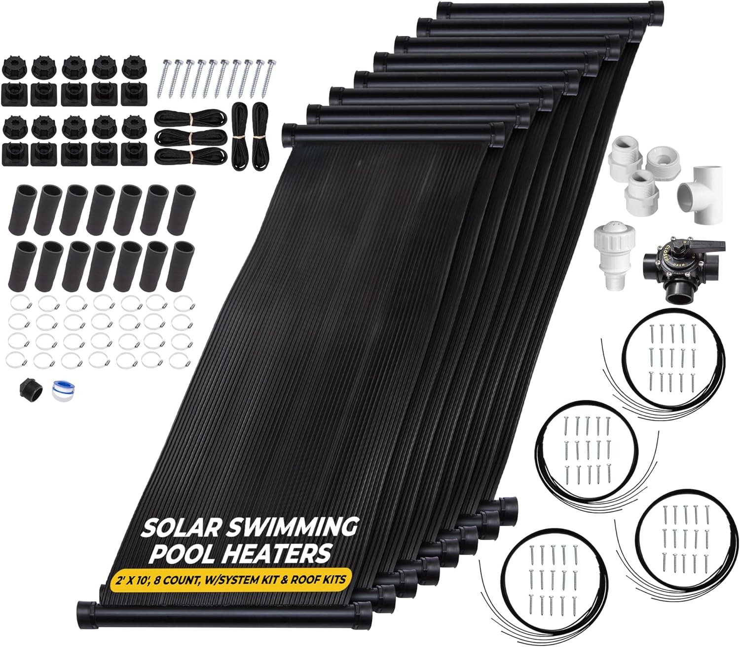 6-2X12' SunQuest Solar Swimming Pool Heater Complete System with Roof Kits