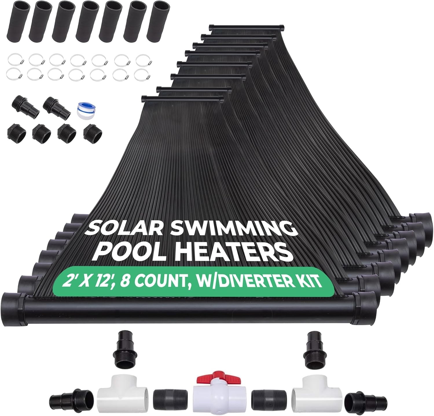 8-2'X12' SunQuest Solar Swimming Pool Heater System with Diverter Kit