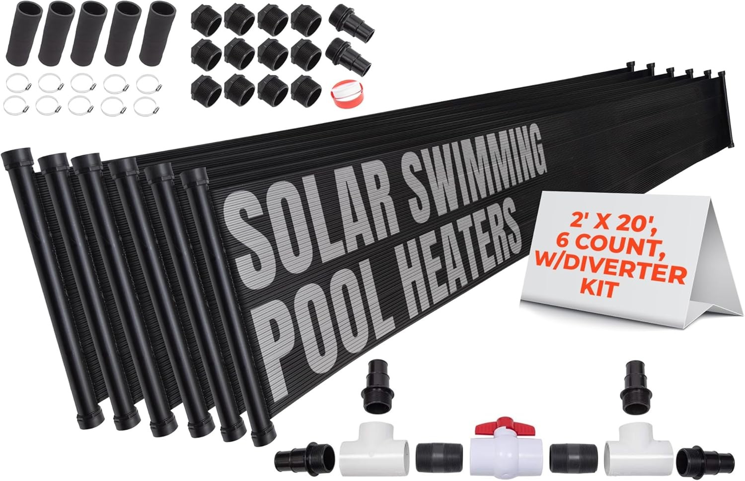 6-2'X20' SunQuest Solar Swimming Pool Heater System with Diverter Kit