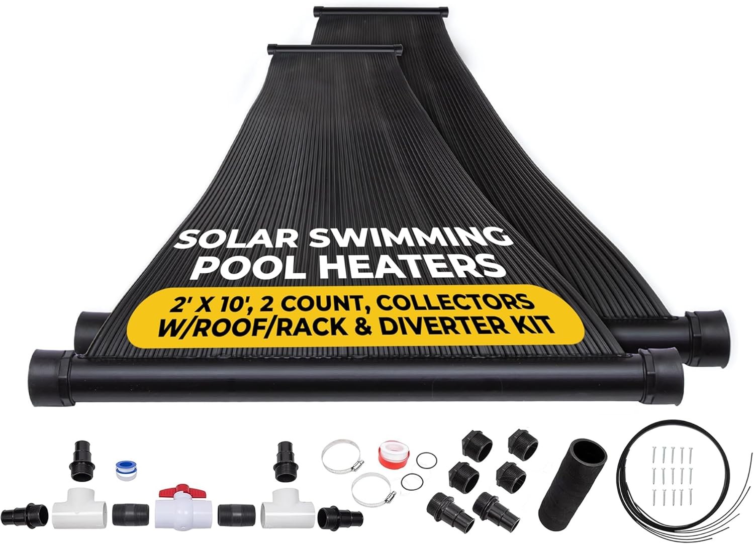 2-2'x10' SunQuest Solar Pool Heater with Couplers and Roof/Rack Mounting Kit