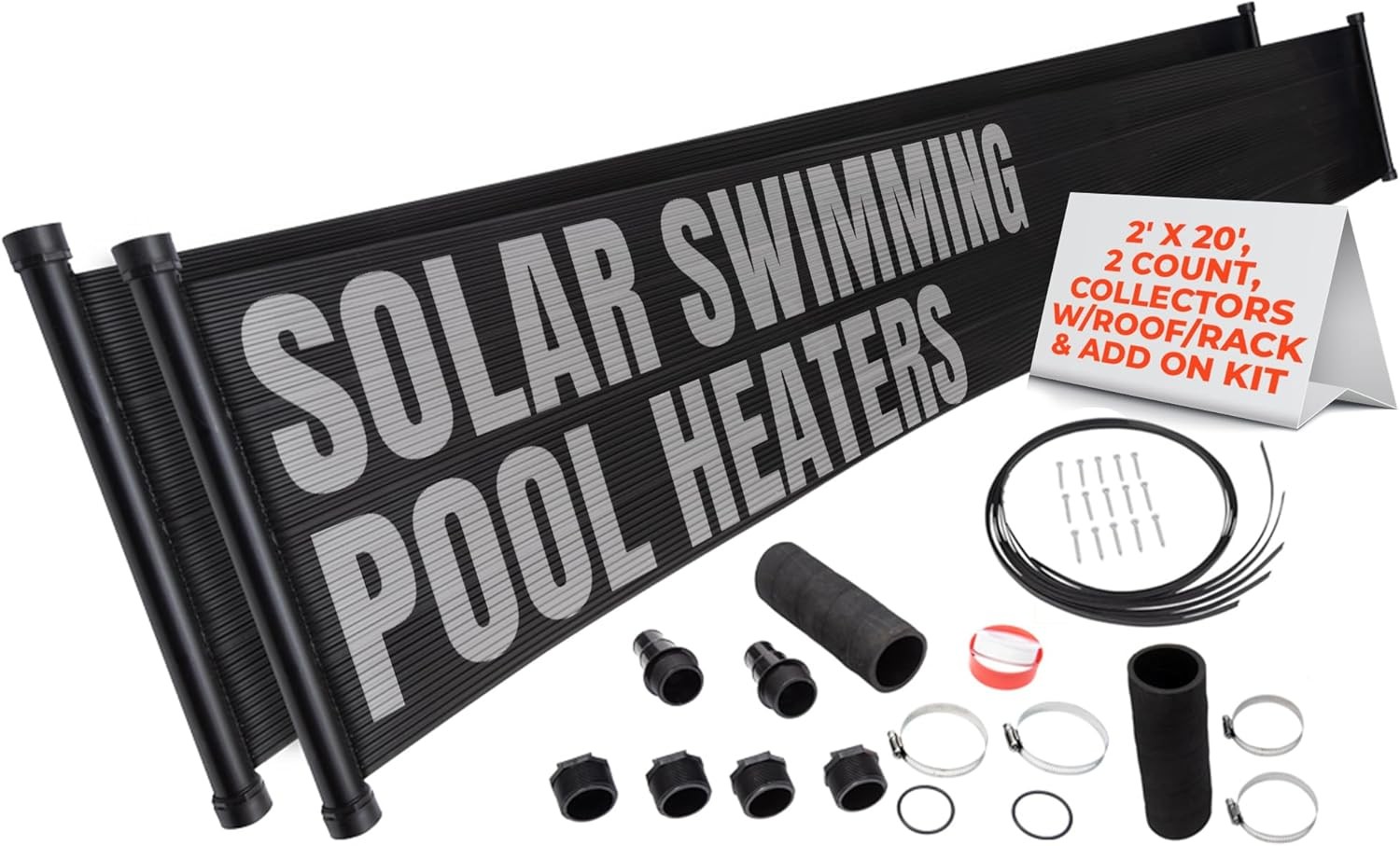 2-2'X20' SunQuest Solar Pool Heater with Couplers And Roof/Rack Mounting Kit