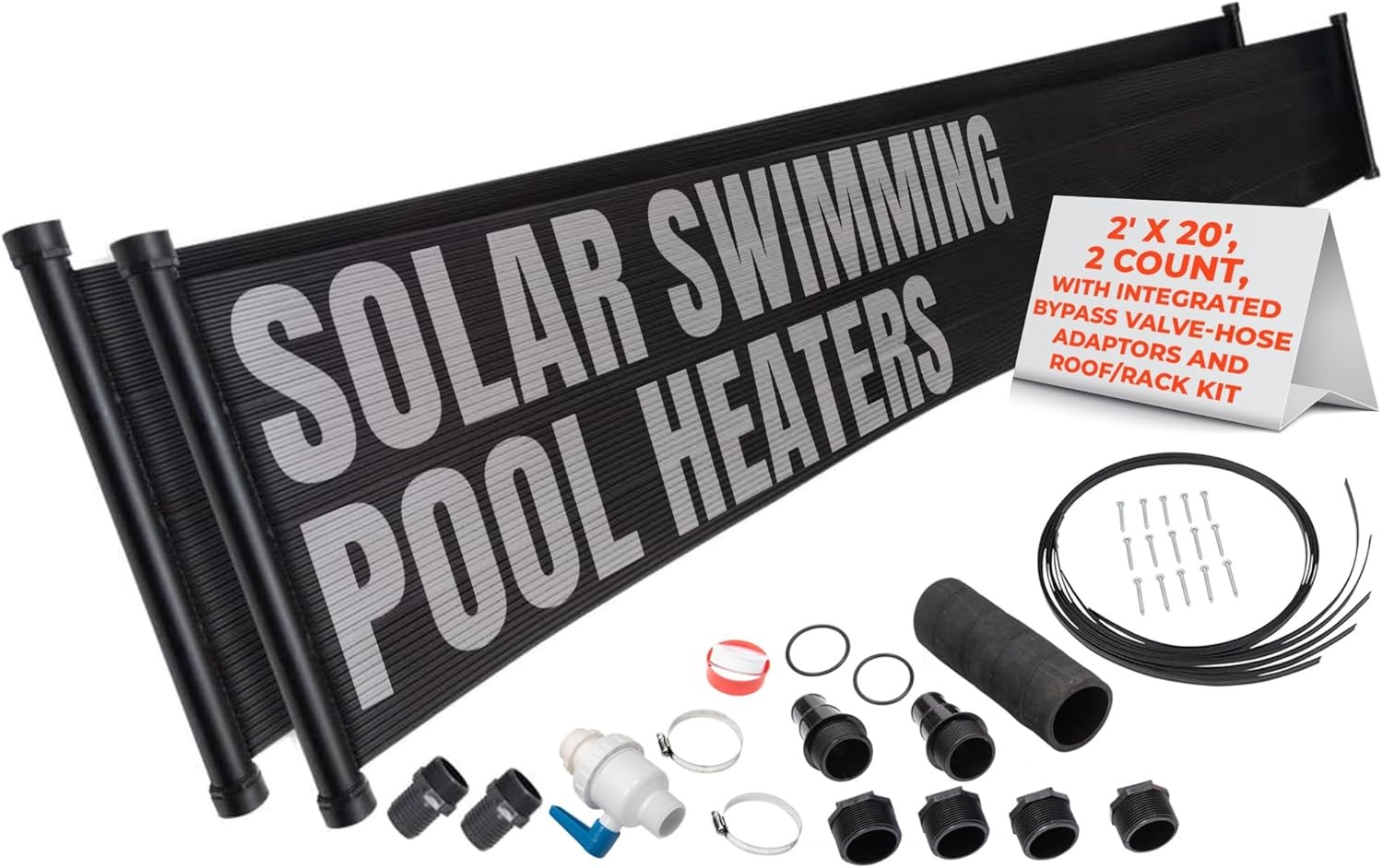 2-2'X20' SunQuest Solar Pool Heater w/ Integrated Valve & Deluxe Roof/Rack Mounting Kit